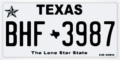 TX license plate BHF3987