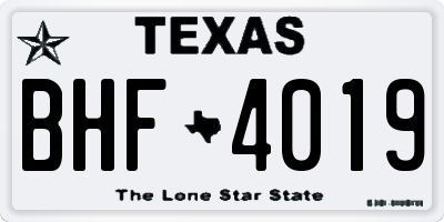 TX license plate BHF4019