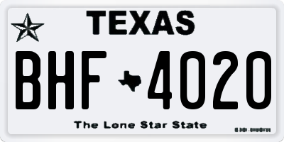 TX license plate BHF4020