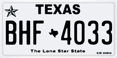 TX license plate BHF4033