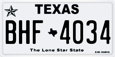 TX license plate BHF4034