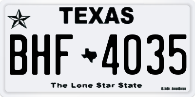 TX license plate BHF4035