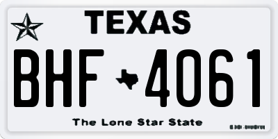 TX license plate BHF4061