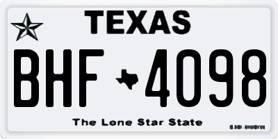 TX license plate BHF4098