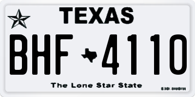 TX license plate BHF4110
