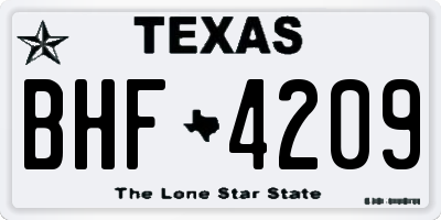 TX license plate BHF4209
