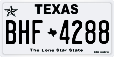TX license plate BHF4288