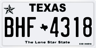 TX license plate BHF4318