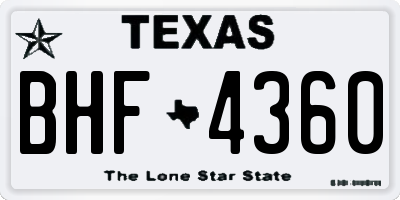 TX license plate BHF4360