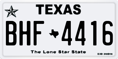 TX license plate BHF4416
