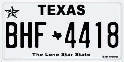 TX license plate BHF4418