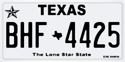 TX license plate BHF4425