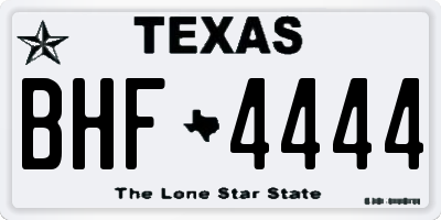 TX license plate BHF4444