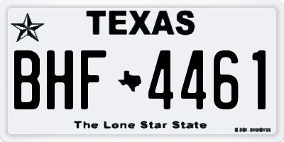 TX license plate BHF4461