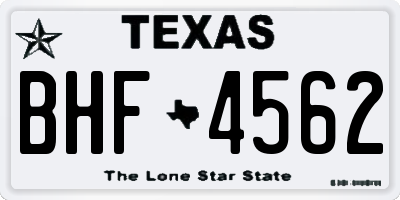 TX license plate BHF4562