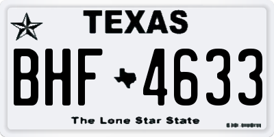 TX license plate BHF4633