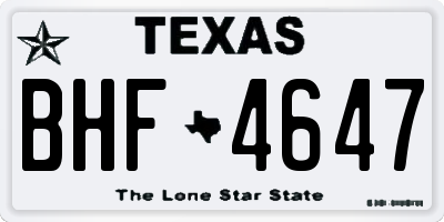 TX license plate BHF4647