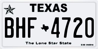 TX license plate BHF4720