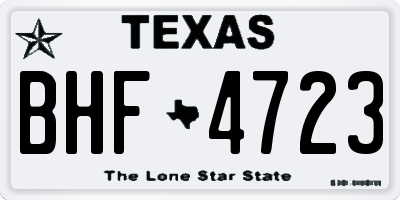 TX license plate BHF4723