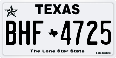 TX license plate BHF4725