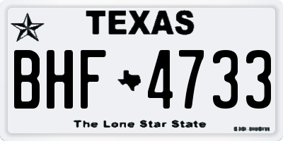 TX license plate BHF4733