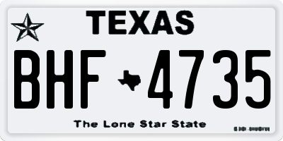 TX license plate BHF4735