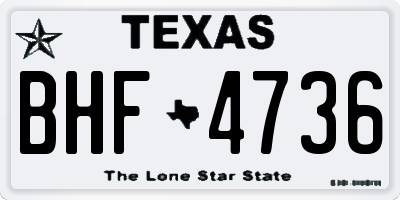 TX license plate BHF4736