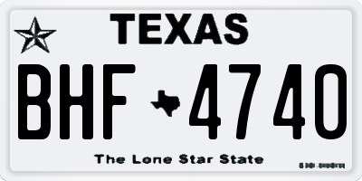 TX license plate BHF4740