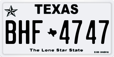 TX license plate BHF4747