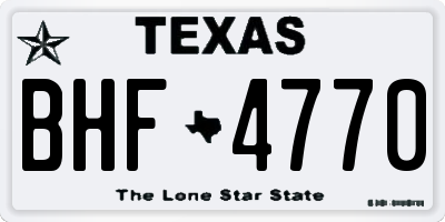 TX license plate BHF4770