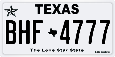 TX license plate BHF4777