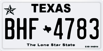 TX license plate BHF4783