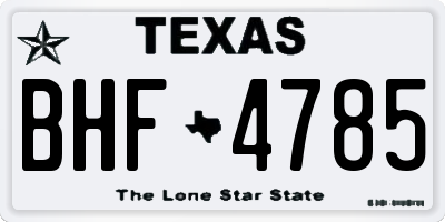 TX license plate BHF4785