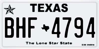 TX license plate BHF4794