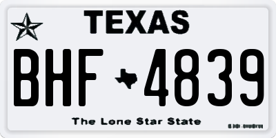 TX license plate BHF4839
