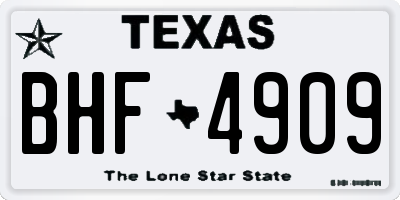 TX license plate BHF4909