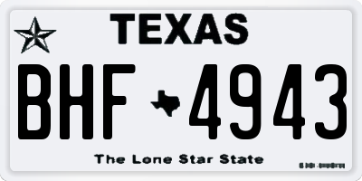TX license plate BHF4943