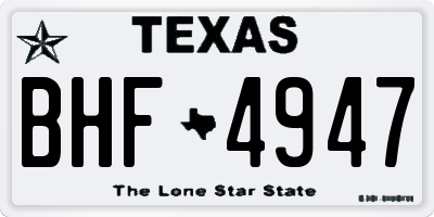 TX license plate BHF4947