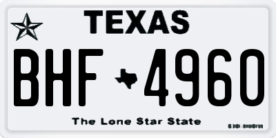 TX license plate BHF4960