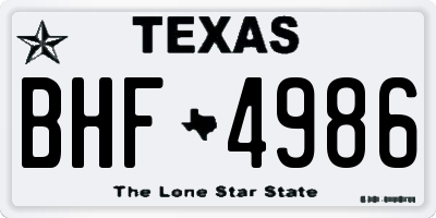 TX license plate BHF4986