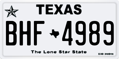 TX license plate BHF4989