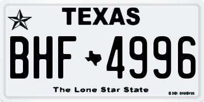 TX license plate BHF4996