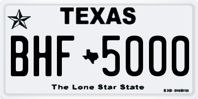 TX license plate BHF5000