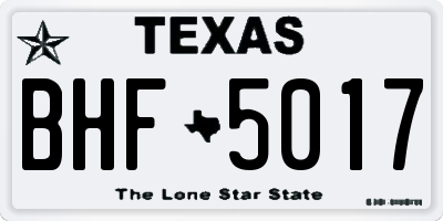 TX license plate BHF5017