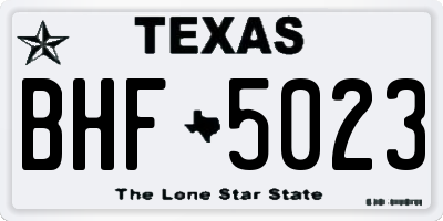 TX license plate BHF5023