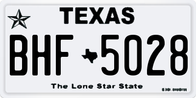 TX license plate BHF5028