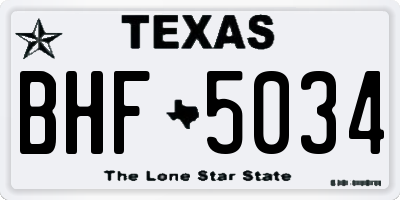 TX license plate BHF5034