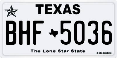 TX license plate BHF5036
