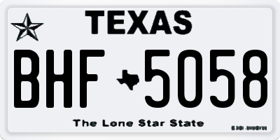 TX license plate BHF5058
