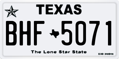 TX license plate BHF5071